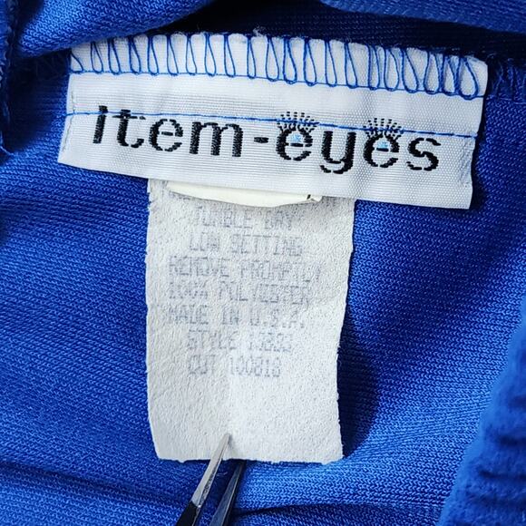 Vintage Item Eyes Skirt Suit Size 14 Blue Felted Sueded Polyester Elastic Waist - Picture 13 of 15